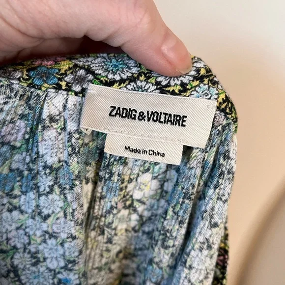 ZADIG & VOLTAIRE Tink Crinkle Flower Top Liberty Garden Floral Size XS - Picture 7 of 8